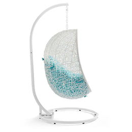 Hide Outdoor Patio Swing Chair With Stand in White Turquoise
