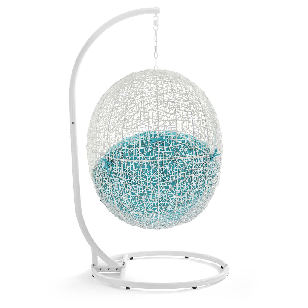 Hide Outdoor Patio Swing Chair With Stand in White Turquoise