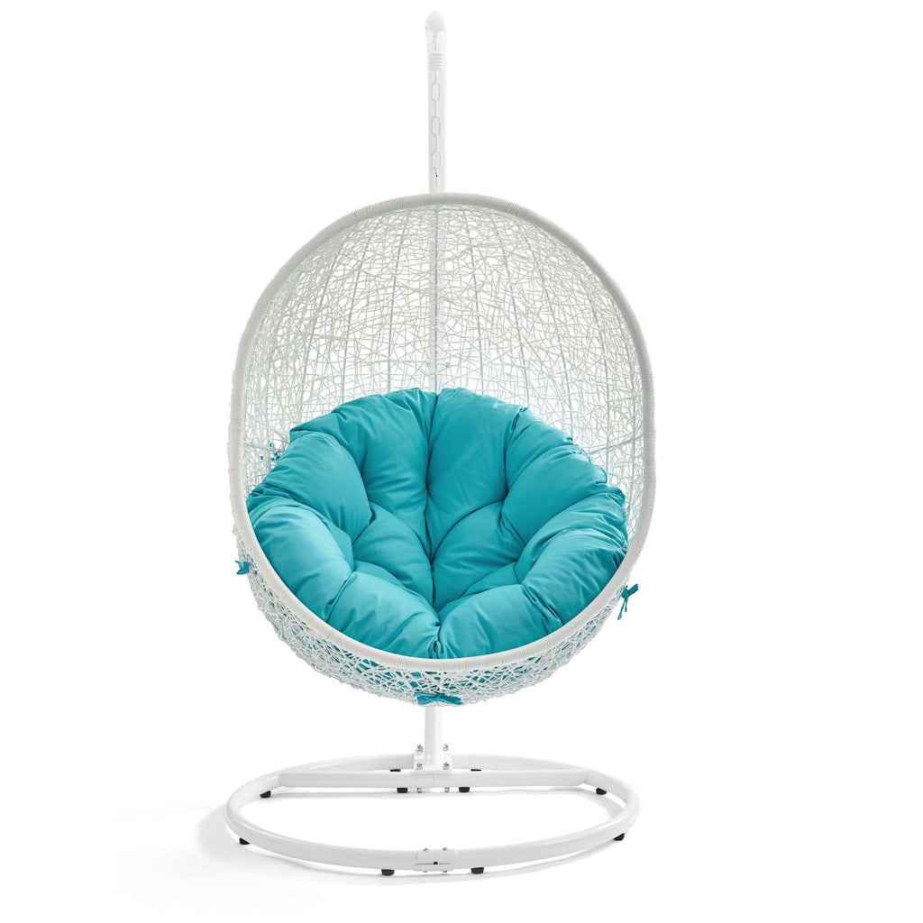 Hide Outdoor Patio Swing Chair With Stand in White Turquoise