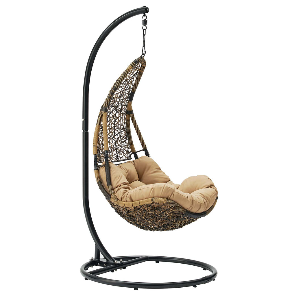 Abate Outdoor Patio Swing Chair With Stand in Black Mocha