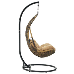 Abate Outdoor Patio Swing Chair With Stand in Black Mocha