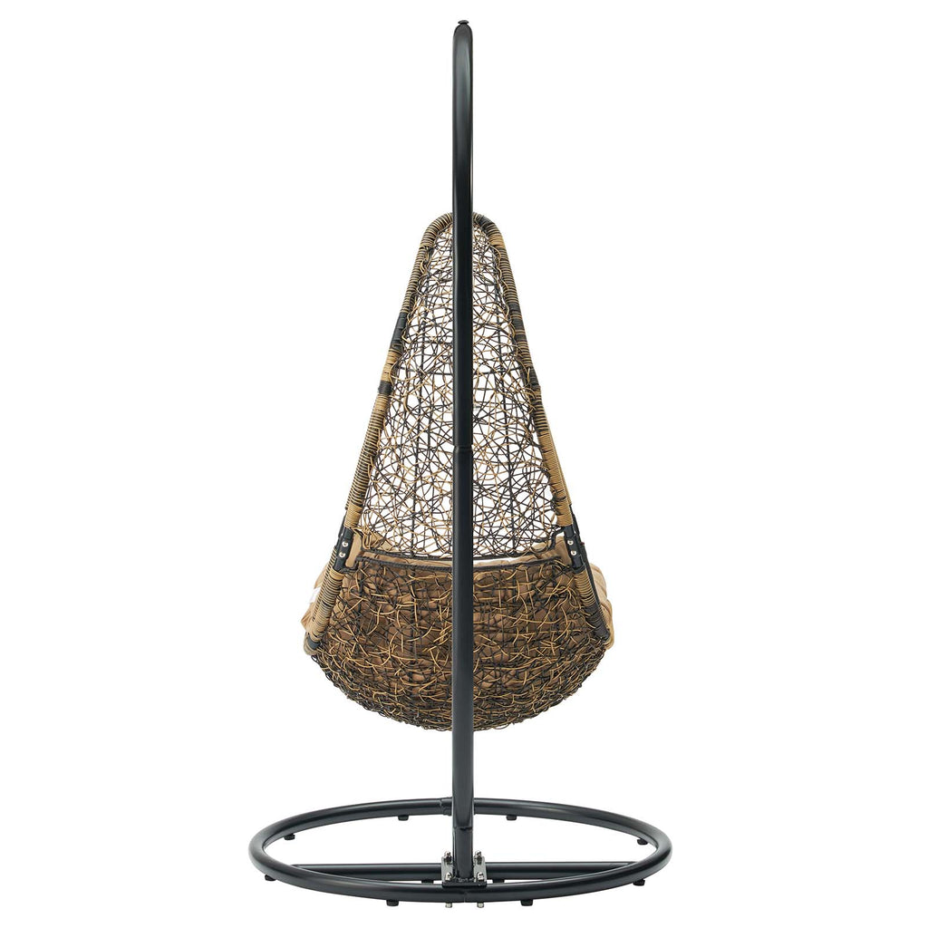 Abate Outdoor Patio Swing Chair With Stand in Black Mocha