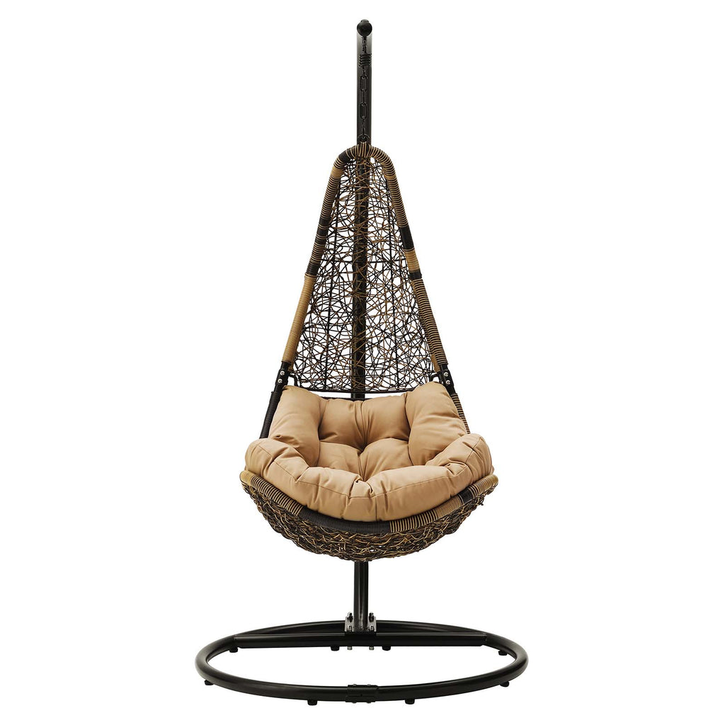 Abate Outdoor Patio Swing Chair With Stand in Black Mocha