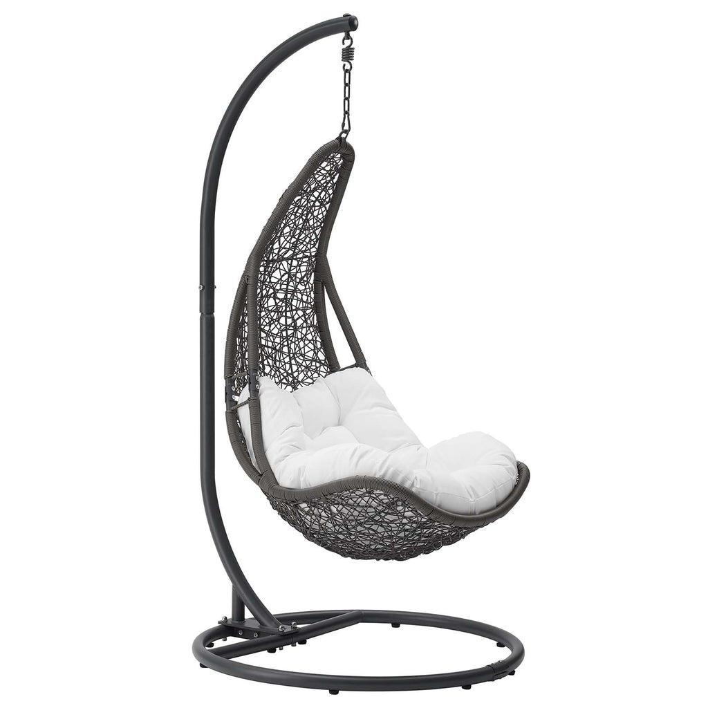 Abate Outdoor Patio Swing Chair With Stand in Gray White