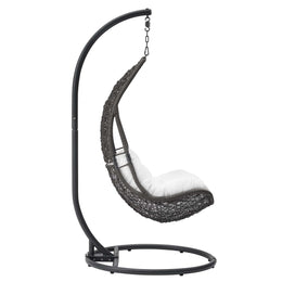 Abate Outdoor Patio Swing Chair With Stand in Gray White