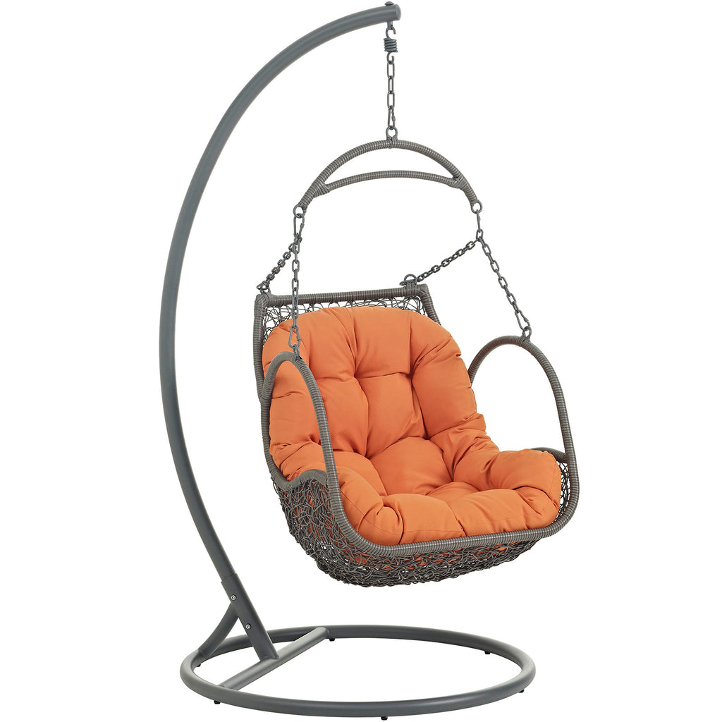 Arbor Outdoor Patio Wood Swing Chair in Orange