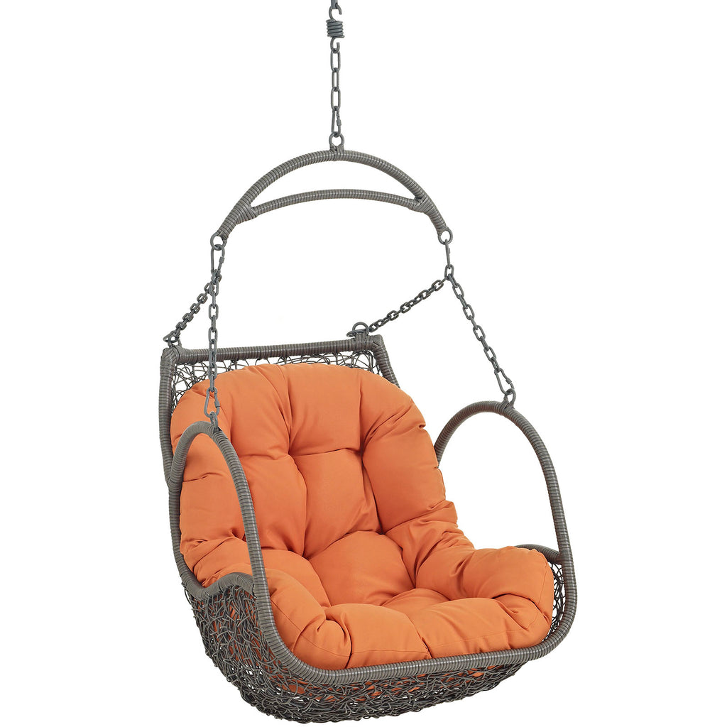 Arbor Outdoor Patio Wood Swing Chair in Orange