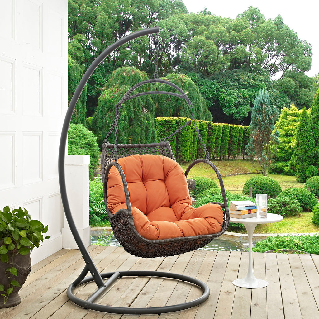 Arbor Outdoor Patio Wood Swing Chair in Orange