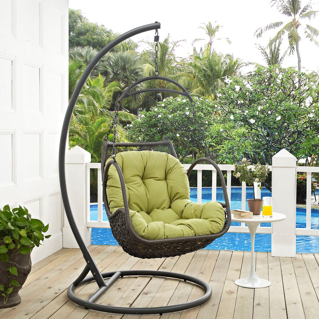 Arbor Outdoor Patio Wood Swing Chair in Peridot