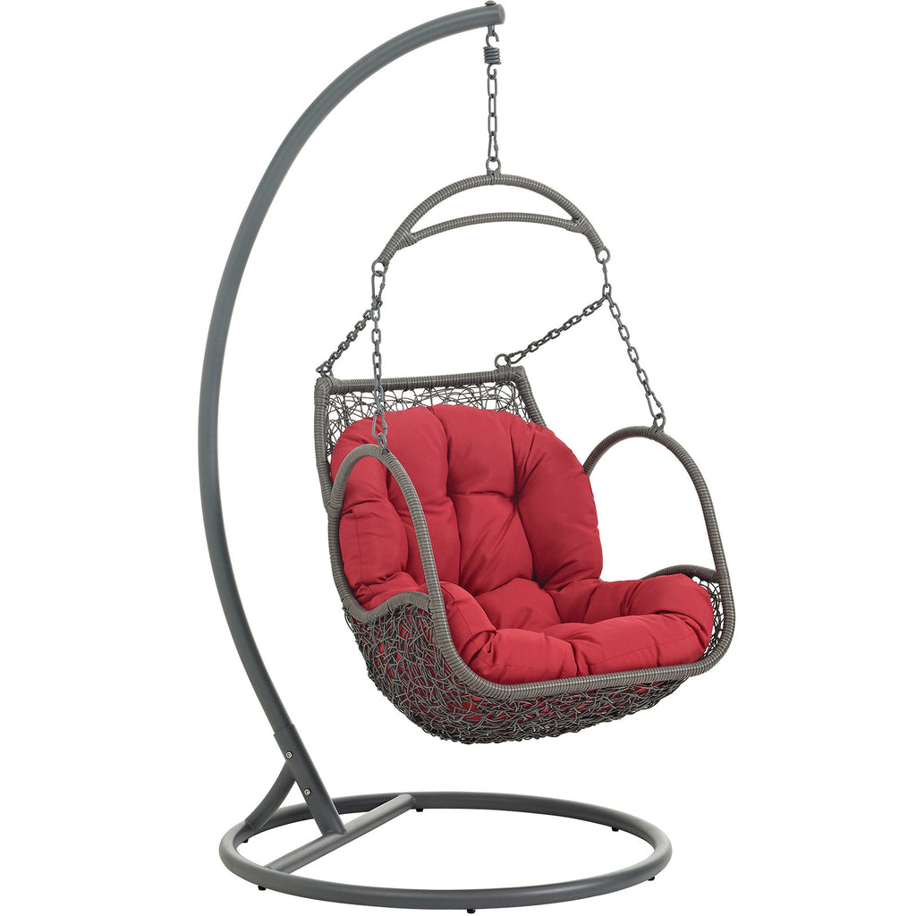 Arbor Outdoor Patio Wood Swing Chair in Red