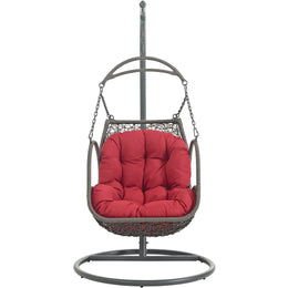 Arbor Outdoor Patio Wood Swing Chair in Red