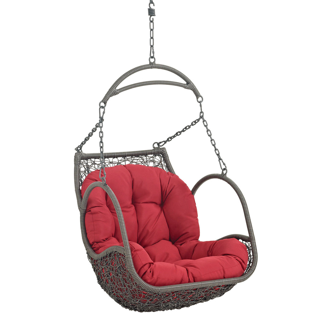 Arbor Outdoor Patio Wood Swing Chair in Red