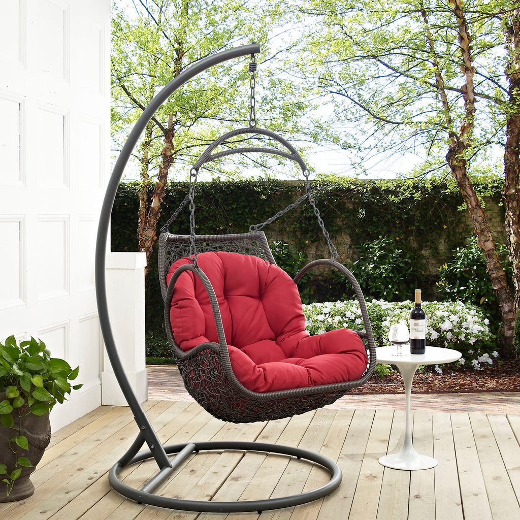 Arbor Outdoor Patio Wood Swing Chair in Red