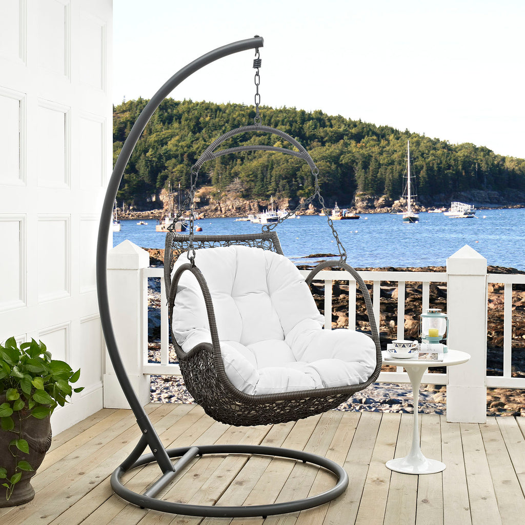 Arbor Outdoor Patio Wood Swing Chair in White