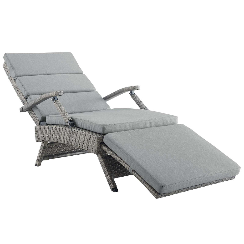 Envisage Chaise Outdoor Patio Wicker Rattan Lounge Chair in Light Gray Gray