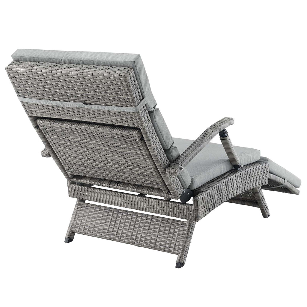 Envisage Chaise Outdoor Patio Wicker Rattan Lounge Chair in Light Gray Gray
