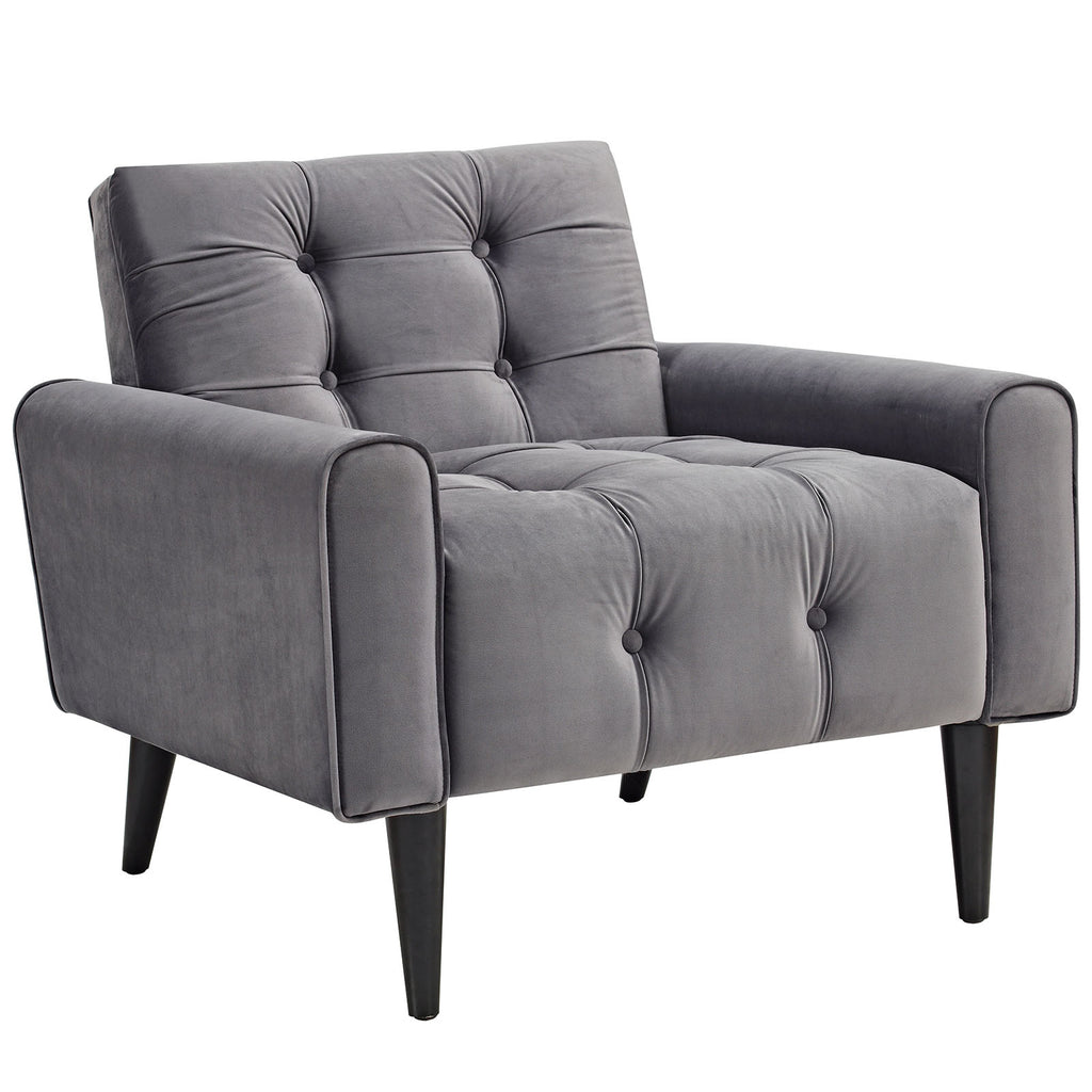 Delve Performance Velvet Armchair in Gray