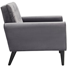 Delve Performance Velvet Armchair in Gray