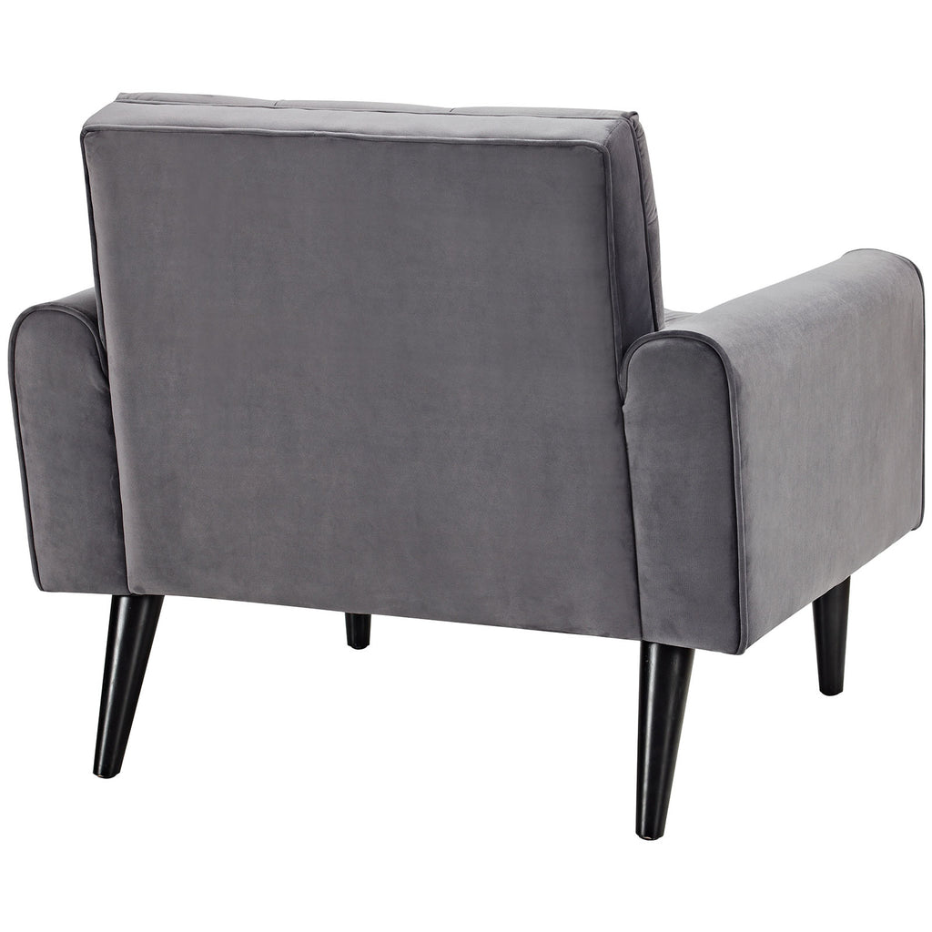 Delve Performance Velvet Armchair in Gray