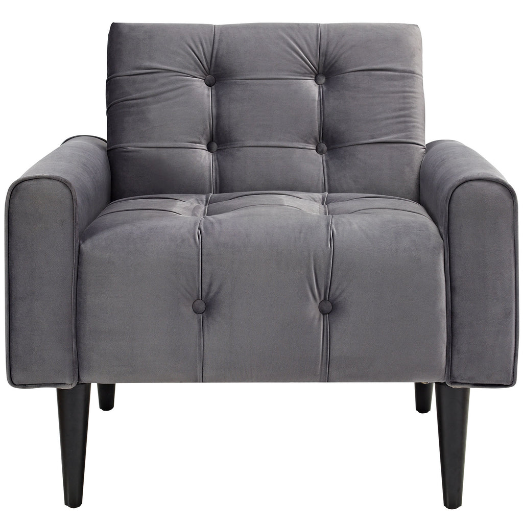 Delve Performance Velvet Armchair in Gray