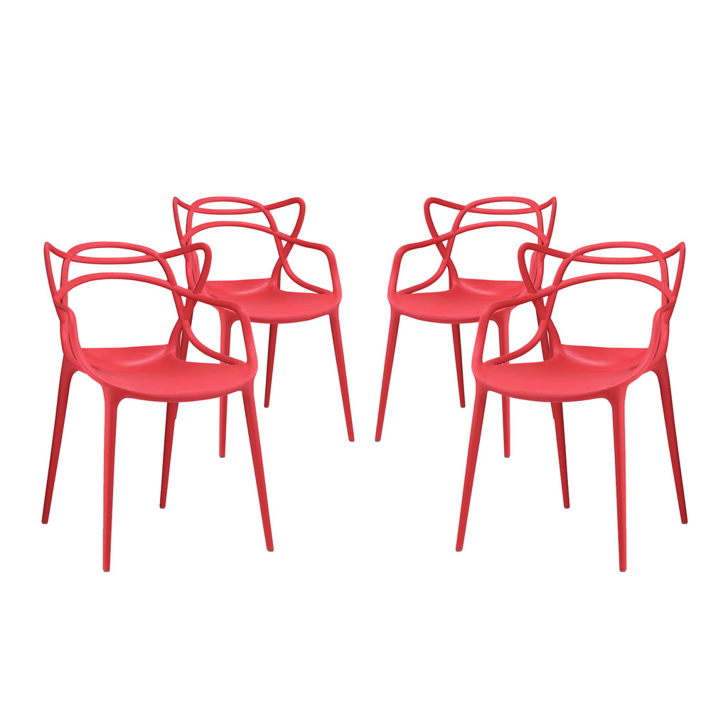 Entangled Dining Set Set of 4 in Red