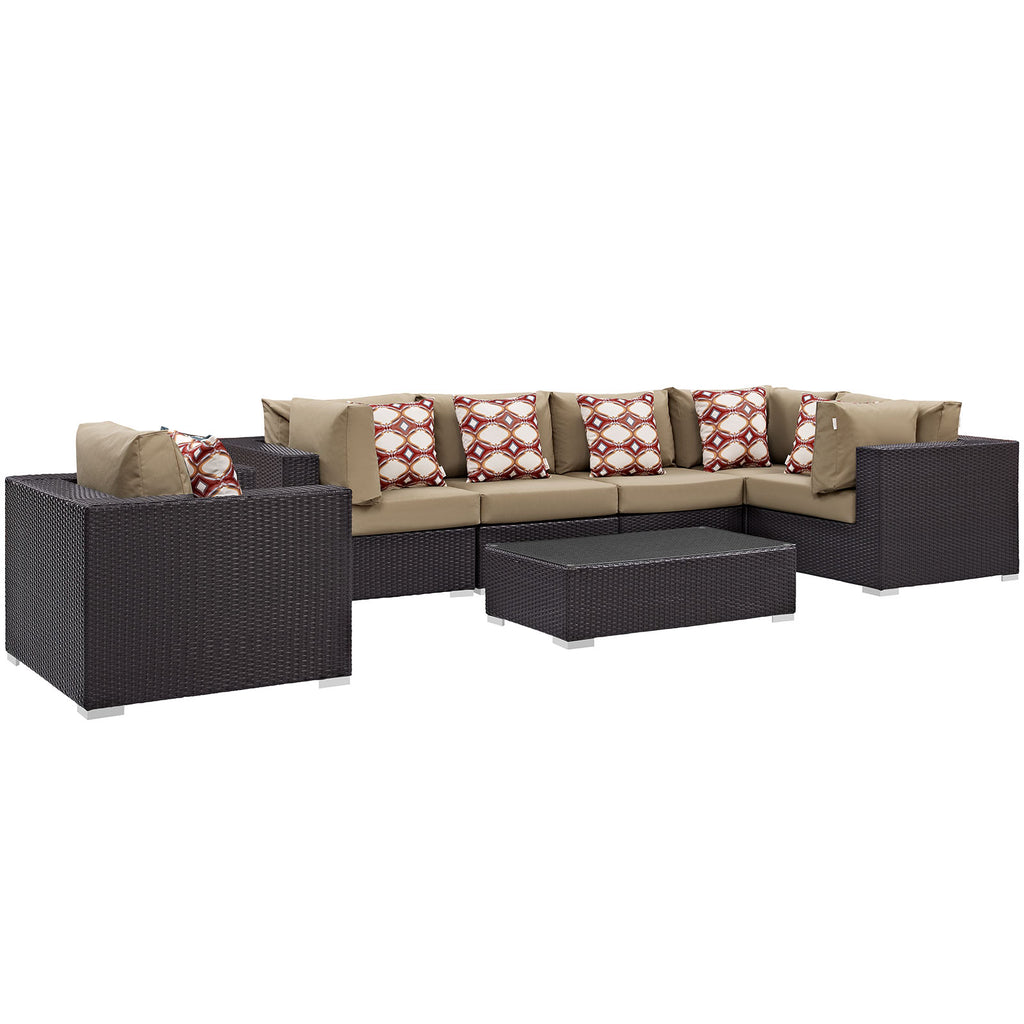 Convene 7 Piece Outdoor Patio Sectional Set in Espresso Mocha-3