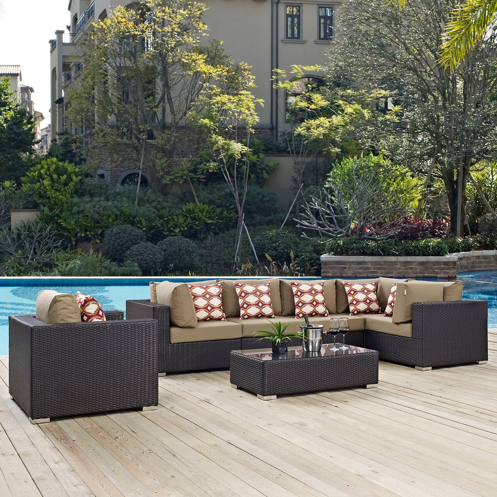 Convene 7 Piece Outdoor Patio Sectional Set in Espresso Mocha-3