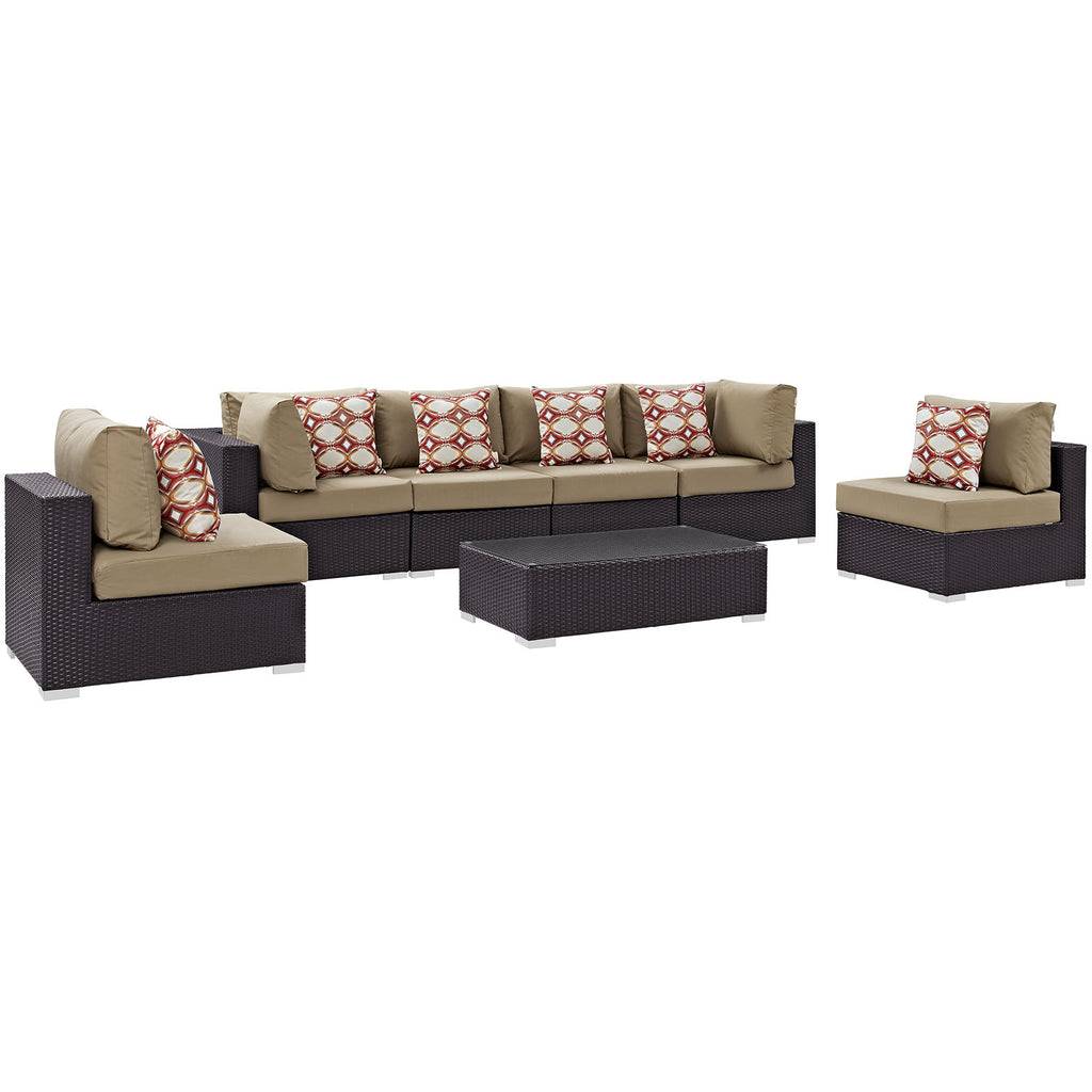 Convene 7 Piece Outdoor Patio Sectional Set in Espresso Mocha-2