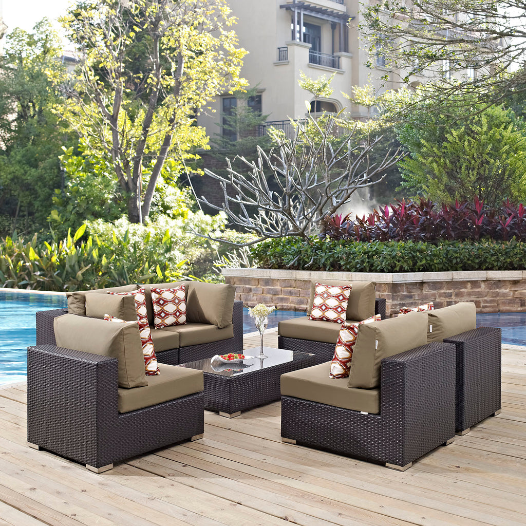 Convene 7 Piece Outdoor Patio Sectional Set in Espresso Mocha-2