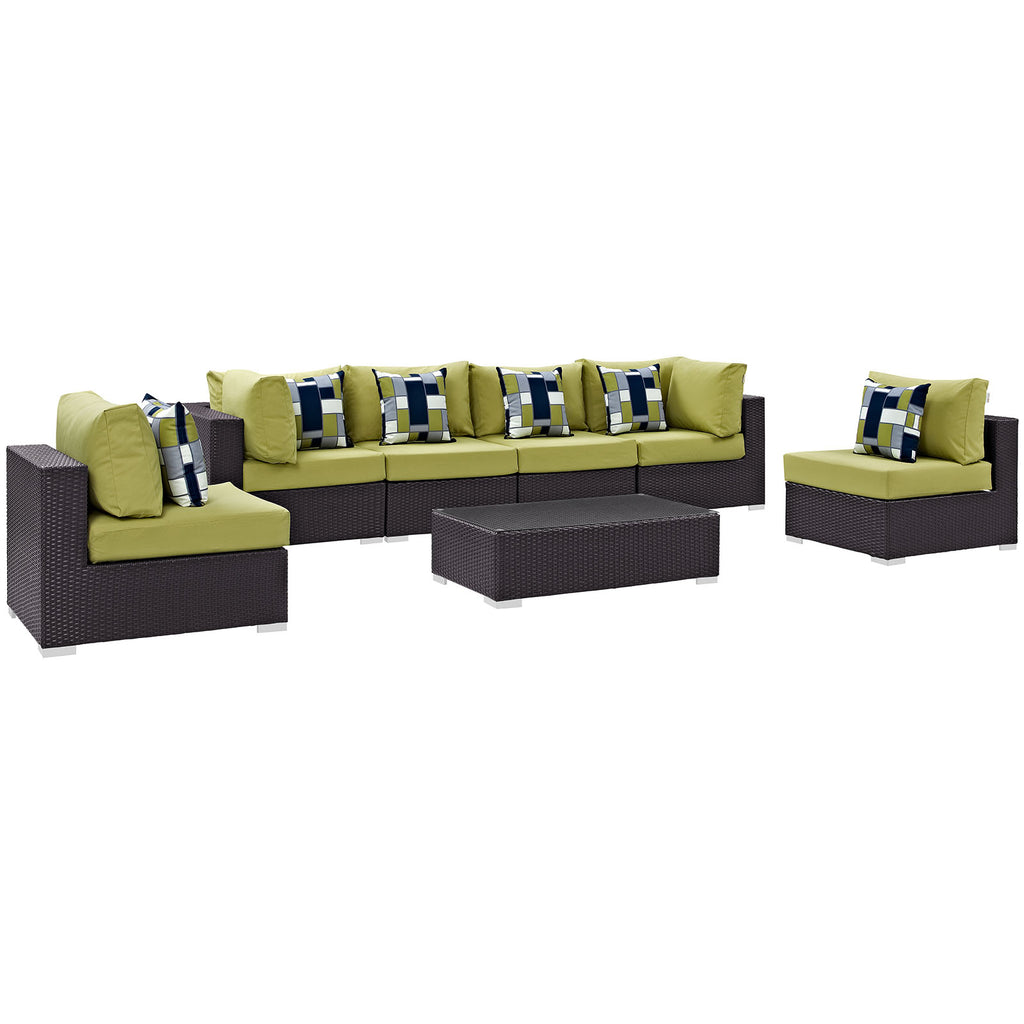 Convene 7 Piece Outdoor Patio Sectional Set in Espresso Peridot-1