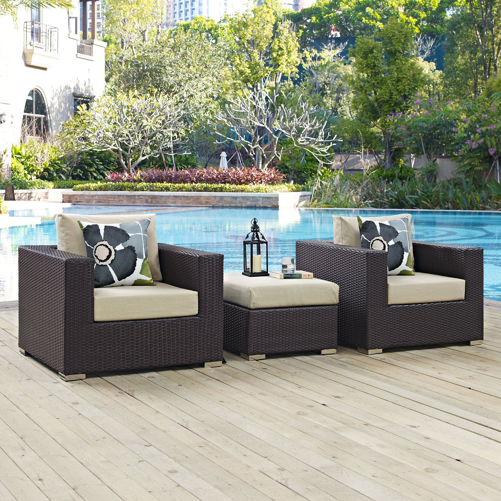 Convene 3 Piece Outdoor Patio Sofa Set in Espresso Beige-2