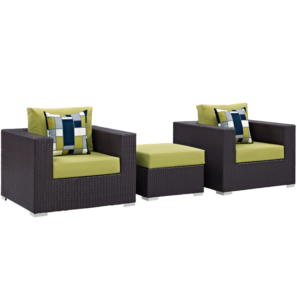 Convene 3 Piece Outdoor Patio Sofa Set in Espresso Peridot-2