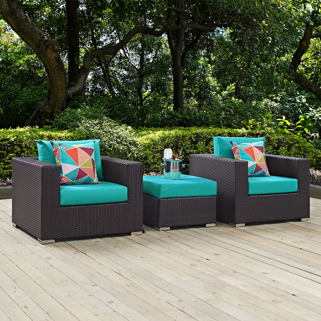 Convene 3 Piece Outdoor Patio Sofa Set in Espresso Turquoise-2