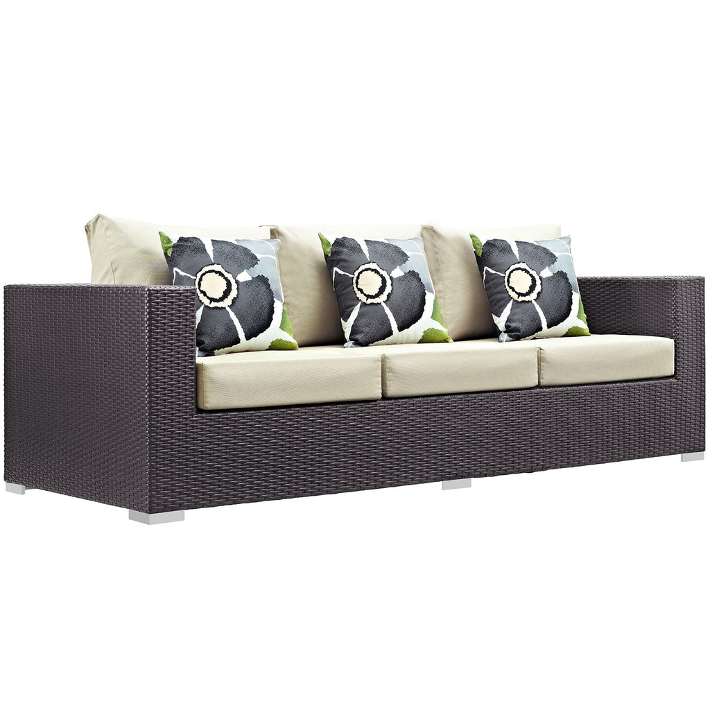 Convene 3 Piece Outdoor Patio Sofa Set in Espresso Beige-1