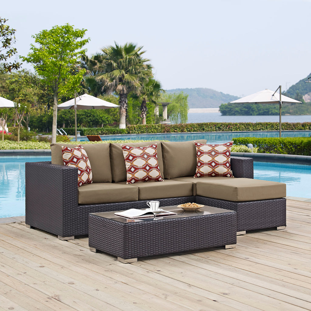 Convene 3 Piece Outdoor Patio Sofa Set in Espresso Mocha-1