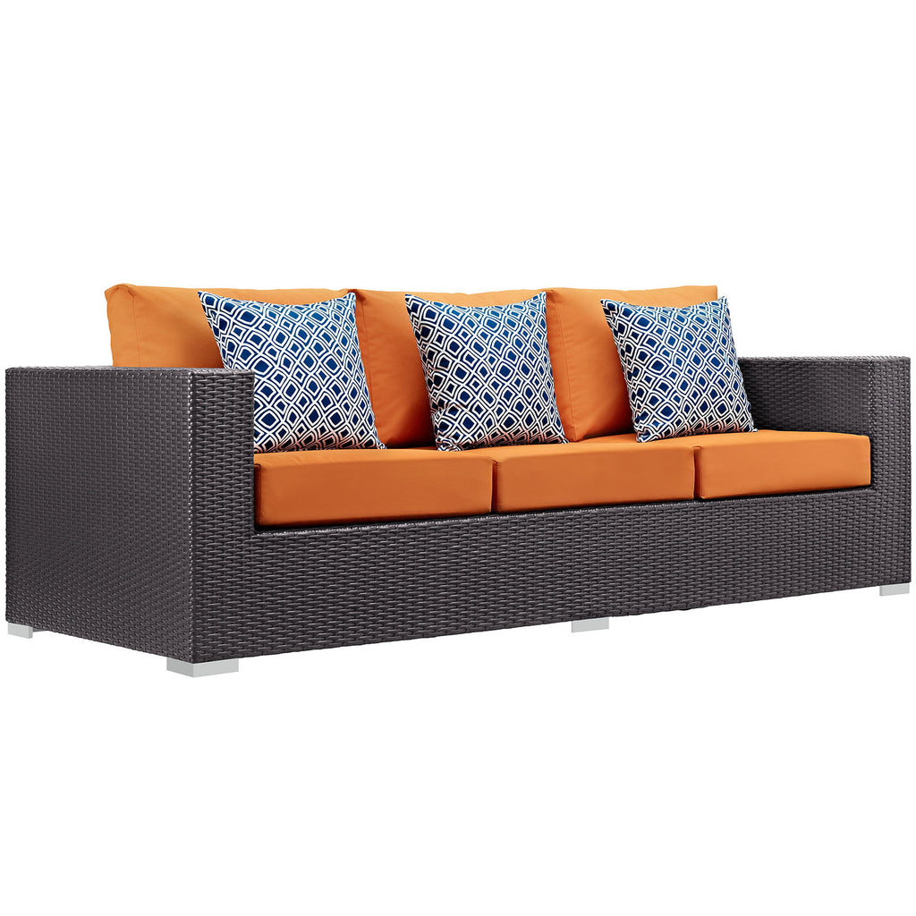 Convene 3 Piece Outdoor Patio Sofa Set in Espresso Orange-1