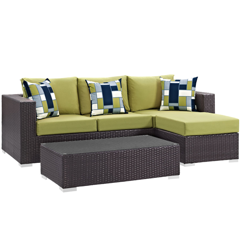 Convene 3 Piece Outdoor Patio Sofa Set in Espresso Peridot-1