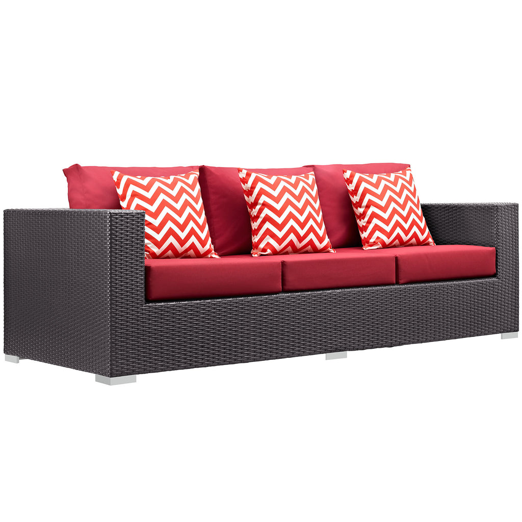 Convene 3 Piece Outdoor Patio Sofa Set in Espresso Red-1