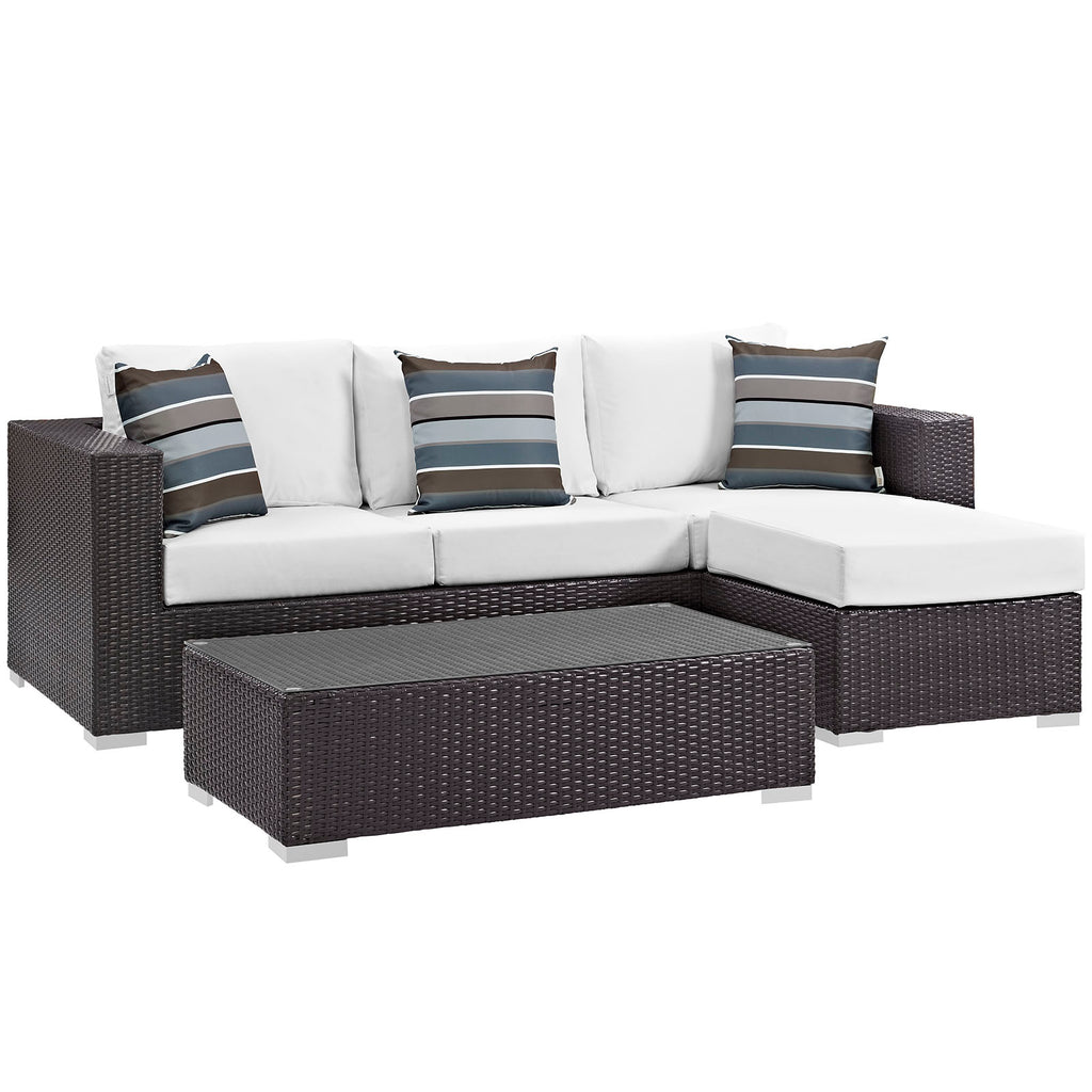 Convene 3 Piece Outdoor Patio Sofa Set in Espresso White-1