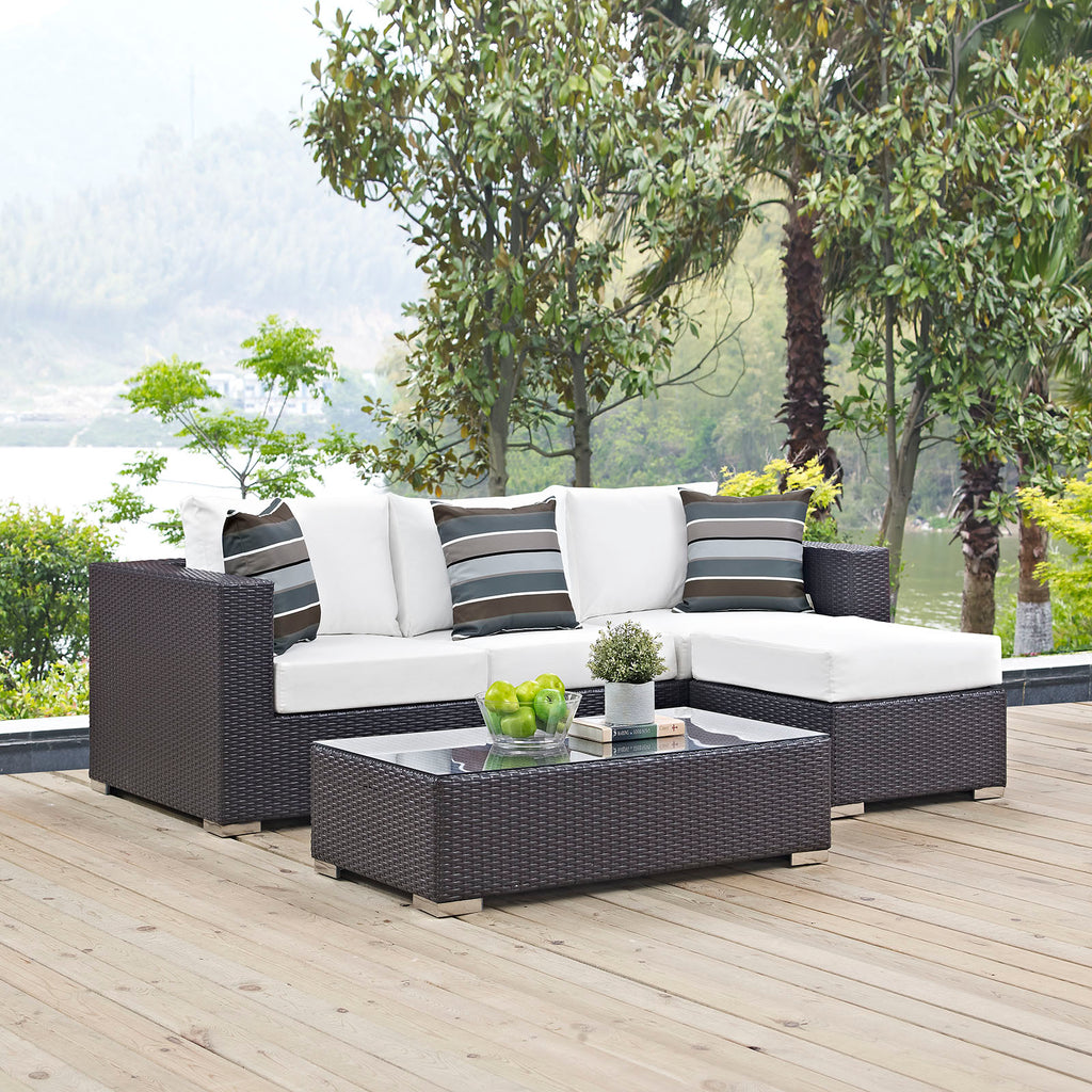 Convene 3 Piece Outdoor Patio Sofa Set in Espresso White-1