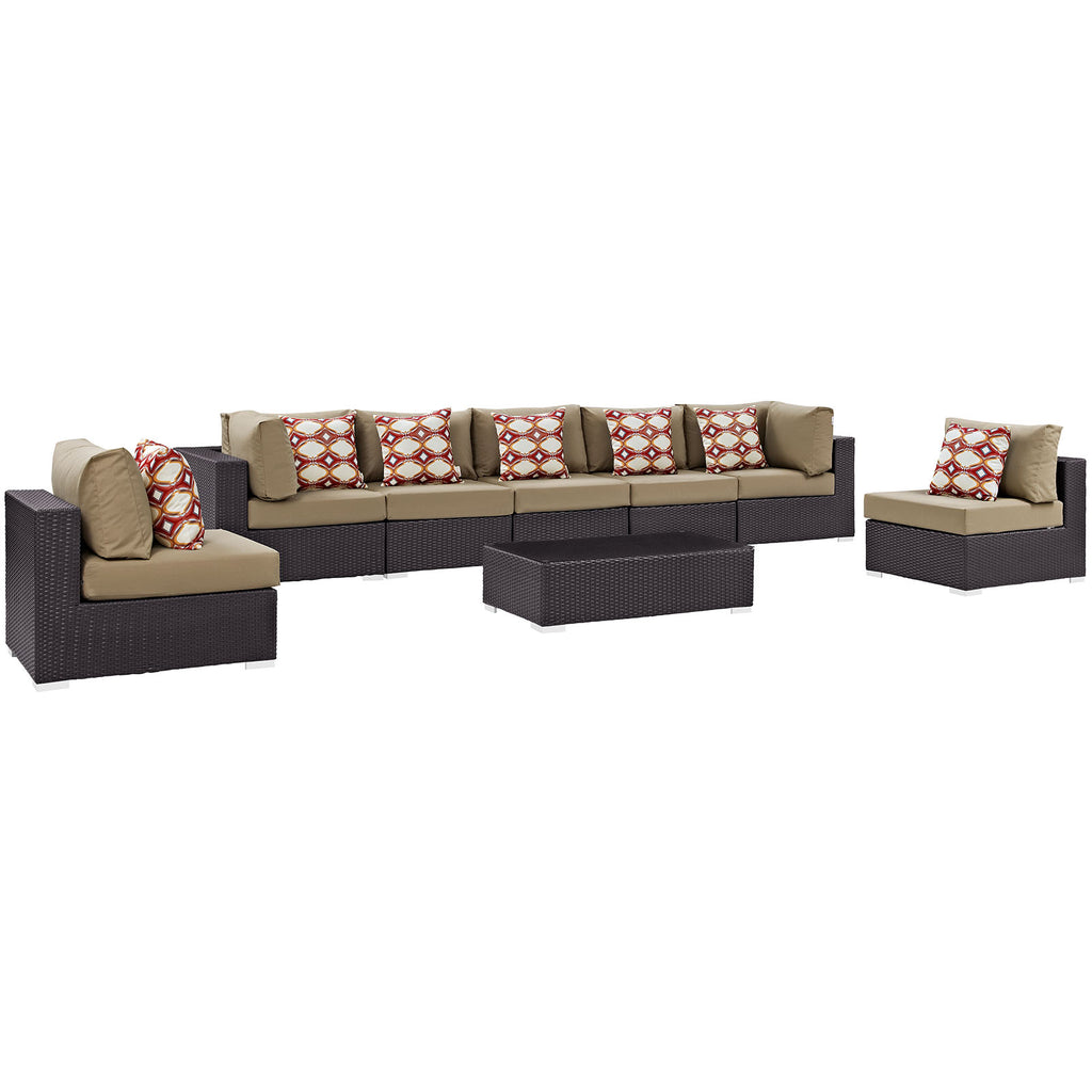 Convene 8 Piece Outdoor Patio Sectional Set in Espresso Mocha-1