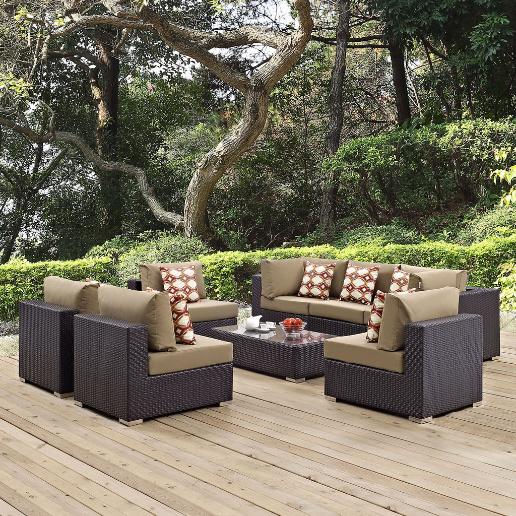 Convene 8 Piece Outdoor Patio Sectional Set in Espresso Mocha-1