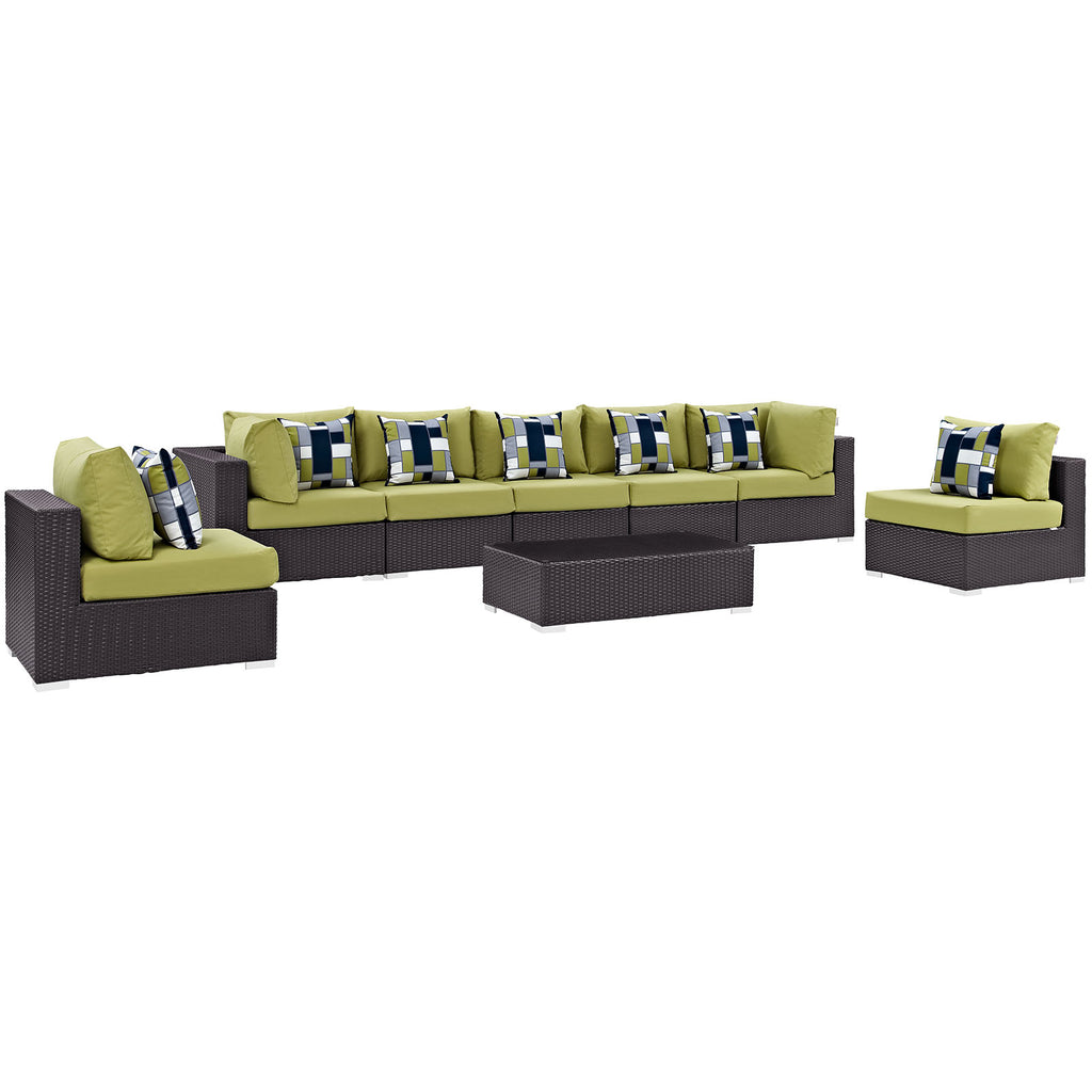 Convene 8 Piece Outdoor Patio Sectional Set in Espresso Peridot-1