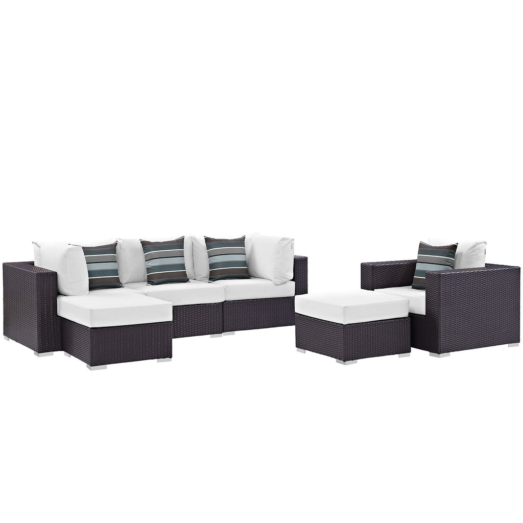 Convene 6 Piece Outdoor Patio Sectional Set in Espresso White-1