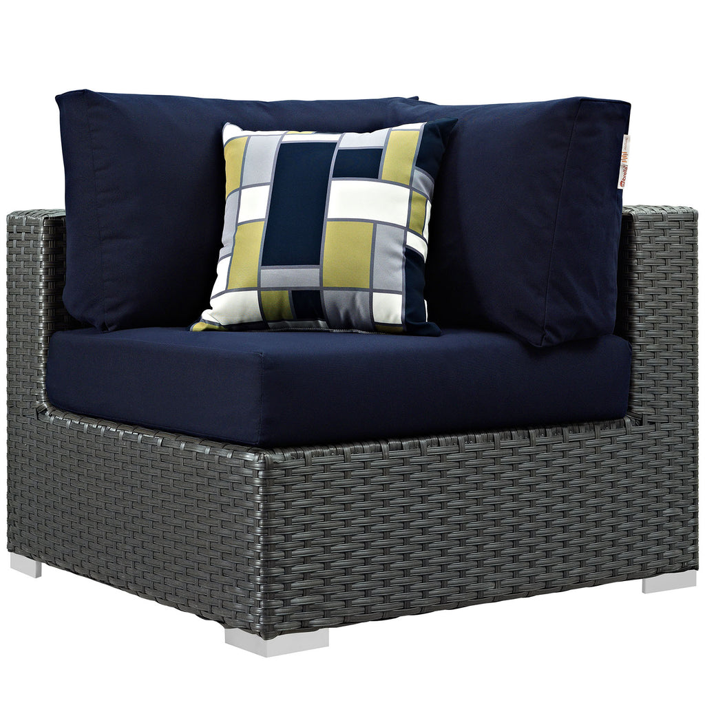 Sojourn 7 Piece Outdoor Patio Sunbrella Sectional Set in Canvas Navy-2