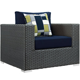 Sojourn 5 Piece Outdoor Patio Sunbrella Sectional Set in Canvas Navy-3