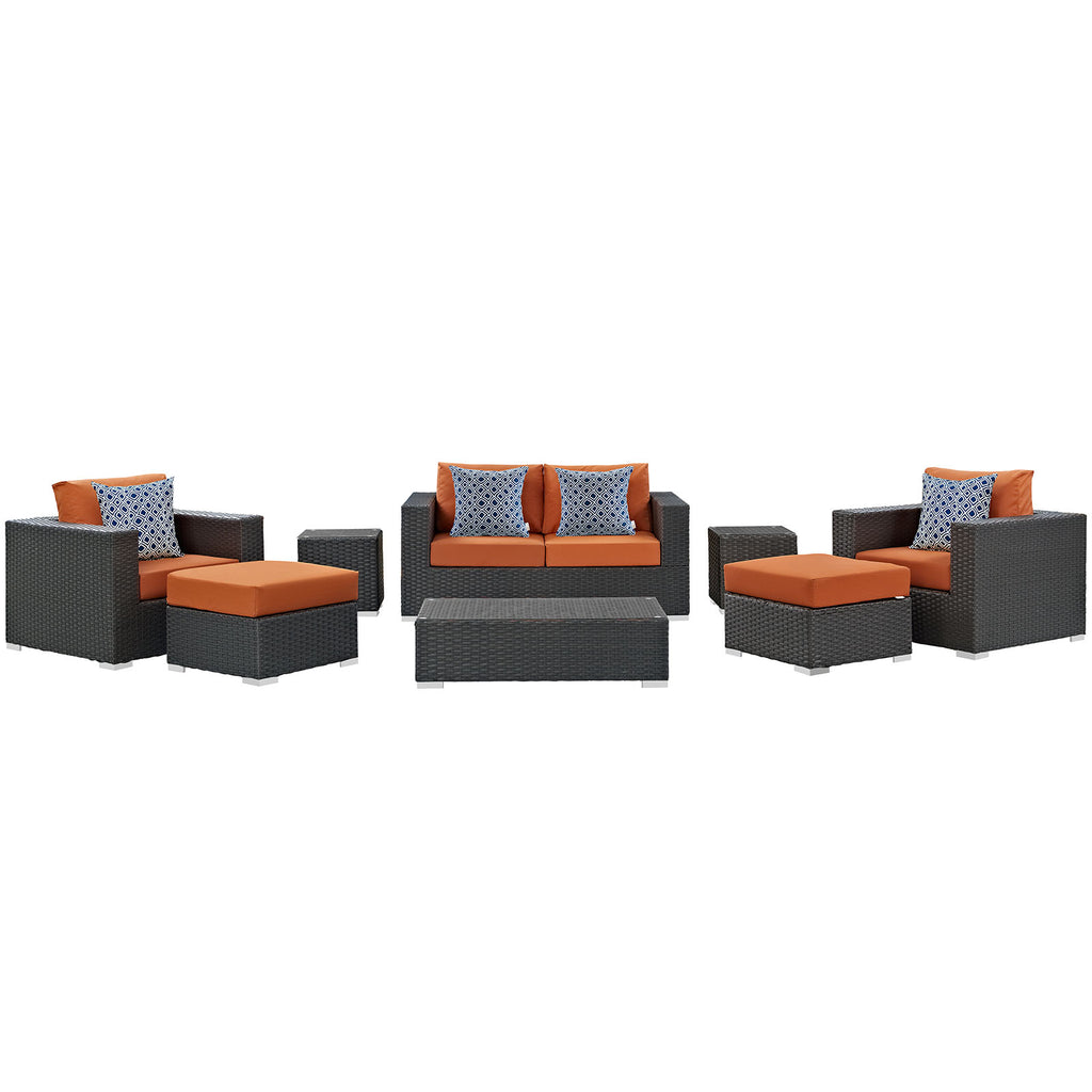 Sojourn 8 Piece Outdoor Patio Sunbrella Sectional Set in Canvas Tuscan-1