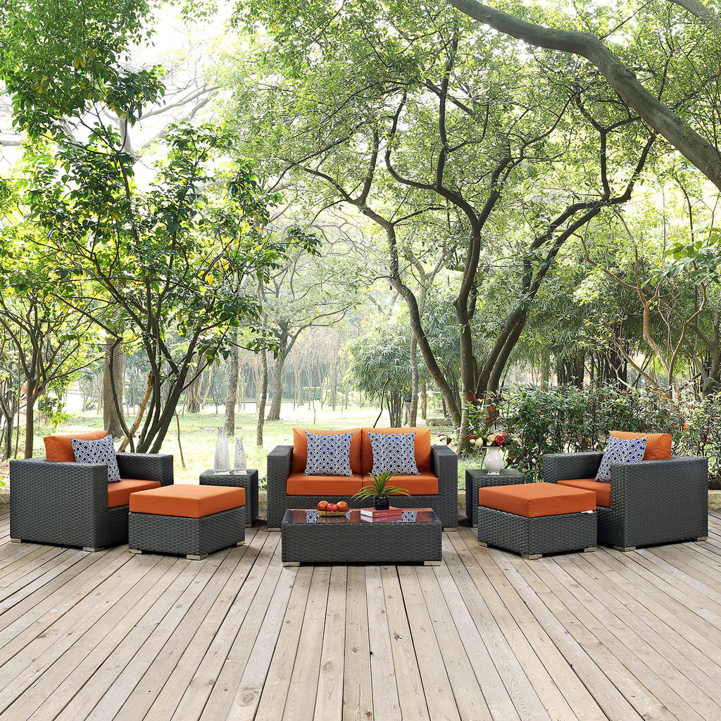 Sojourn 8 Piece Outdoor Patio Sunbrella Sectional Set in Canvas Tuscan-1