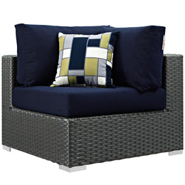 Sojourn 5 Piece Outdoor Patio Sunbrella Sectional Set in Canvas Navy-2