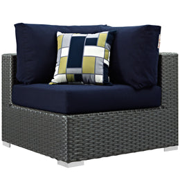 Sojourn 7 Piece Outdoor Patio Sunbrella Sectional Set in Canvas Navy-1